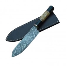 Damascus handmade  chef  knife beautiful structure with free leather sheath  